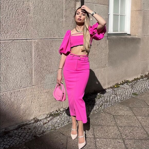 ZARA MIDI SKIRT WITH BELT - Picture 6 of 10